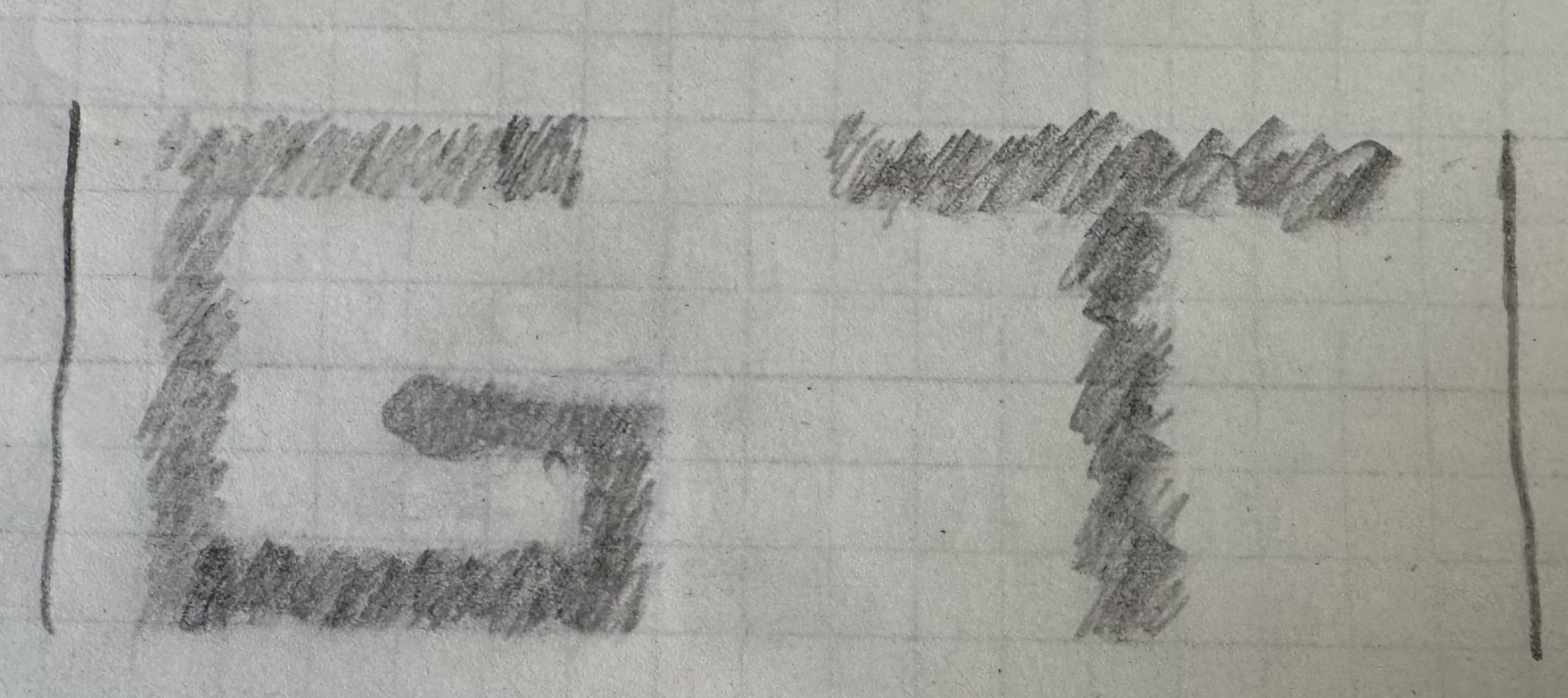 Loom design of the author's initials, G.T., on paper.